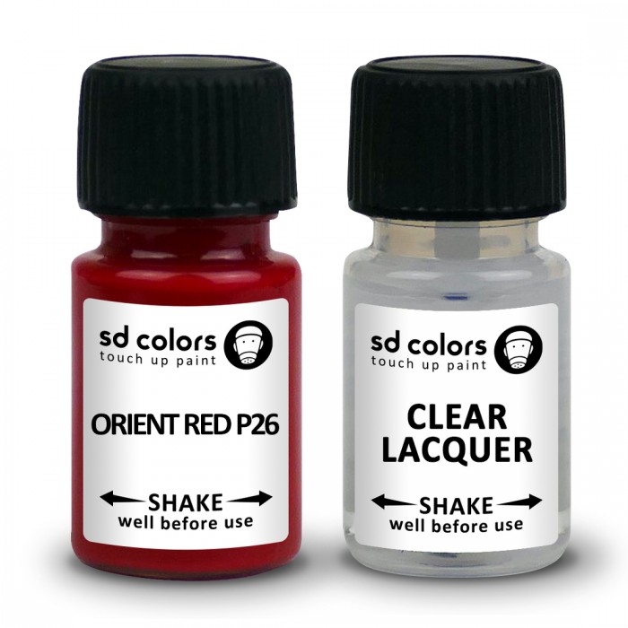 SD COLORS ORIENT RED P26 сompatible MITSUBISHI New Touch Up Paint 8ML REPAIR SCRATCH CHIP BRUSH COLOR CODE P26 ORIENT RED (PAINT+LACQUER)