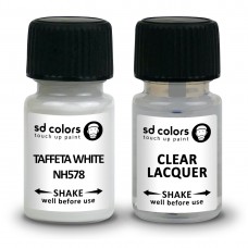 SD COLORS TAFFETA WHITE NH578 сompatible HONDA New Touch Up Paint 8ML REPAIR SCRATCH CHIP BRUSH COLOR CODE NH578 TAFFETA WHITE (PAINT+LACQUER)